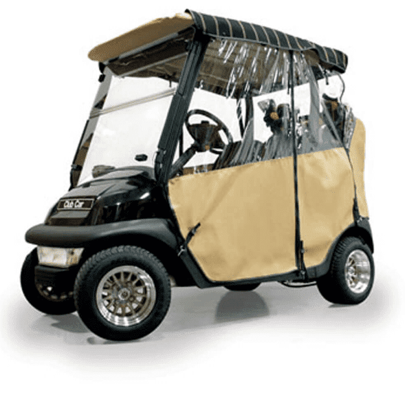 Picture of 3-sided enclosure over-the-top Sunbrella, Wheat / Cooper Black